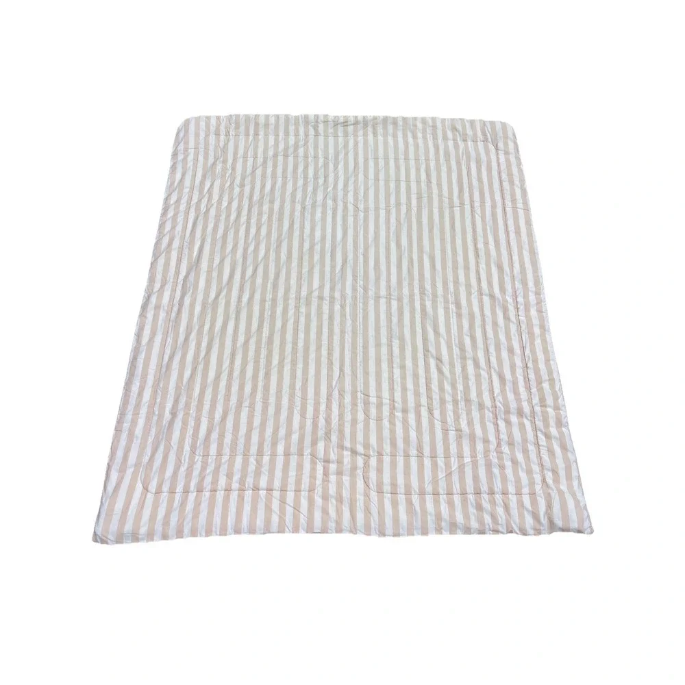 Fendi Reversible Cotton‎ Comforter Reversible Rare Checks / Striped Tan / White
